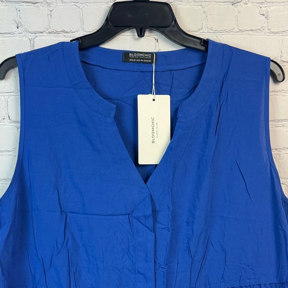 BloomChic Royal Blue Sleeveless Midi Dress Plus Size 2X - Picture 4 of 6